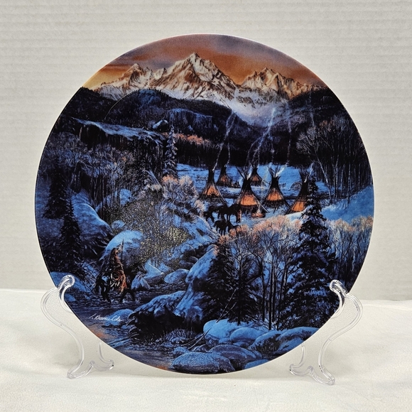 Julie Kramer Cole The Faces Of Nature Plate "TWO BEAR CAMP" Native Americans - Picture 1 of 3